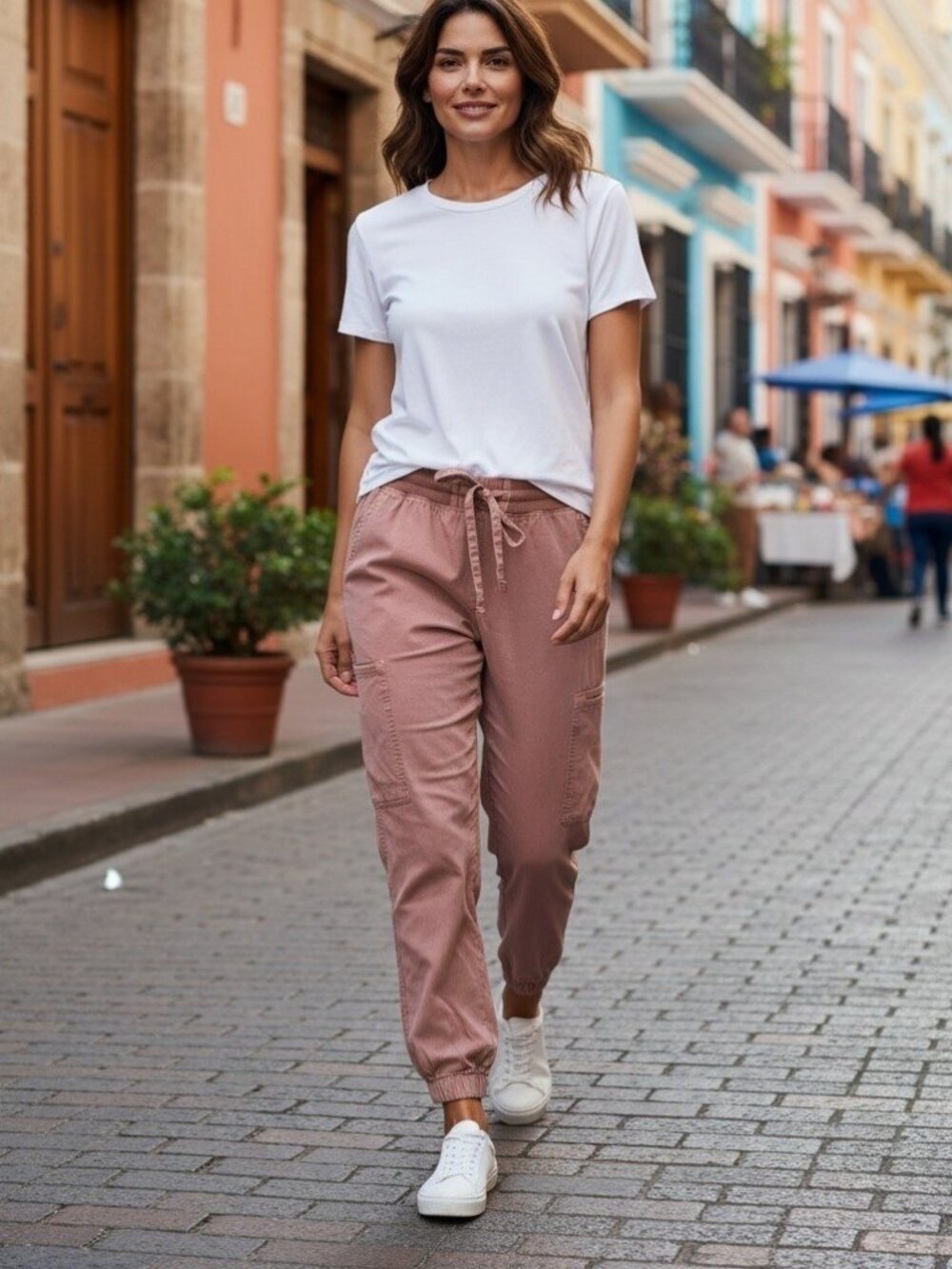 Aerie Easiest Cargo Jogger Pant Burnt Orange Lyocell Casual Chic Pull On Size L - Picture 1 of 9